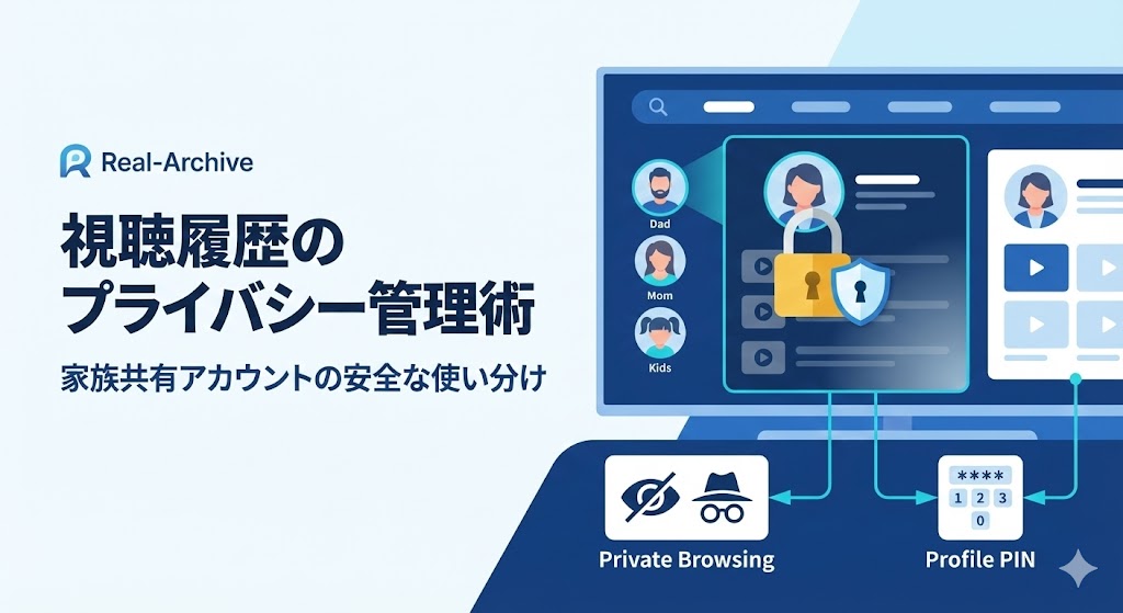 プライバシー保護とアカウント管理（鍵とプロフィールアイコン）をイメージした図解画像